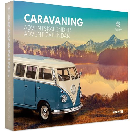 FRANZIS Caravaning 55115 Calendrier de l'Avent en métal à l'échelle 1:24 avec livre d'accompagnement de 52 pages