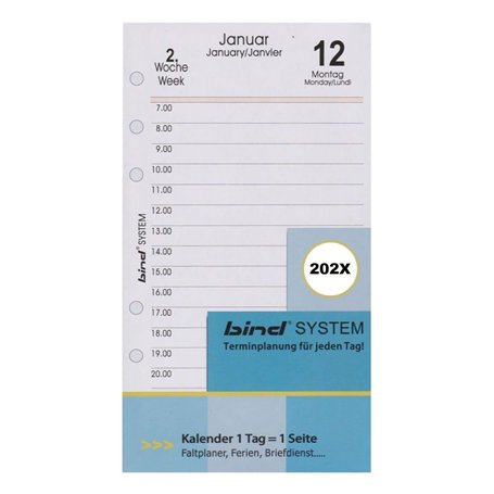 BIND B260324 Agenda journalier A6 pour calendrier 2024 1 jour / 1 page Agenda avec système