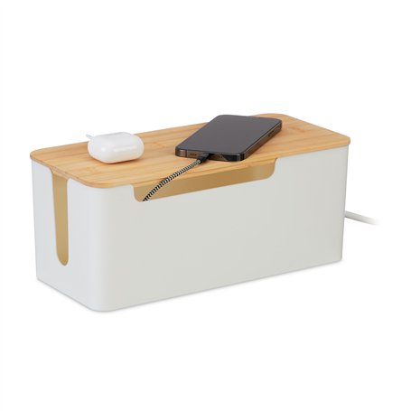 Relaxdays Range-câbles pour 2 multiprises