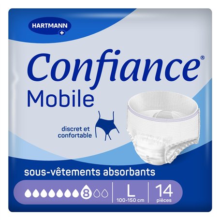 Confiance Mobile - Slips Absorbants pour Hommes et Femmes - Niveau d'Absorption = 8 gouttes (Fuites Urinaires Importantes) - Dis