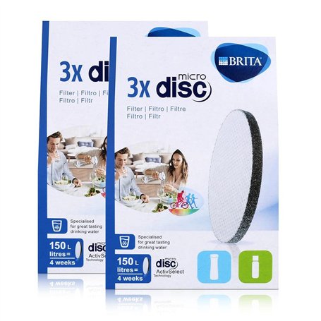 BRITA MicroDisc - Lot de 3 Filtres à Eau Compatibles Avec Bouteilles Fill&Go et Carafes Fill&Serve (Lot de 2)