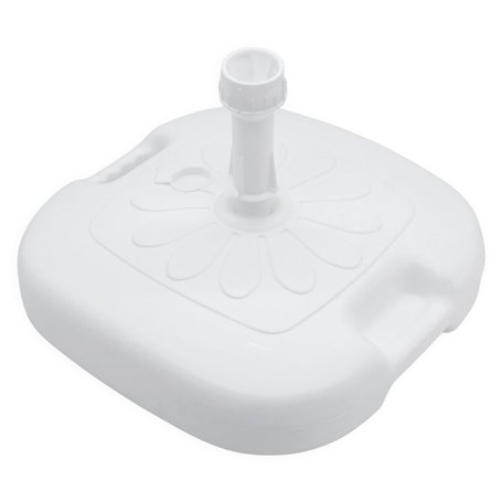 Pied de parasol en plastique - 45 x 45 cm - À remplir pour mâts de parasol jusqu'à 33 cm - Blanc - Support de parasol à remplir