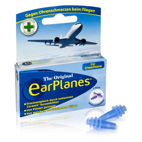Cirrus EarPlanes Lot de 2 bouchons d'oreille en silicone médical pour adulte - Pour compenser la pression et les douleurs d'orei