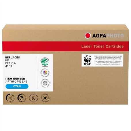 AgfaPhoto APTHPCF411AE approprié pour HP CLJPROM452 Toner cyan compatible aussi CF411A/410A 2300 Pages