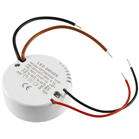 Transformateur LED 230 V ~ vers 12 V = 12 W - Rond - Bloc d'alimentation pour éclairage LED - Ø x H 55 x 23 mm - Convient pour b