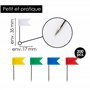 OfficeTree Lot de 200 epingles Drapeau en 5 Coloris Assortis - parfaites pour Marque des Cartes/Cartes du Monde/Tableaux - avec
