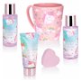 BRUBAKER Cosmetics - Coffret de bain & douche - Fleur de cerisier - 5 Pièces - Mug Licorne XXL incl. - Idée cadeau Femme & Fille