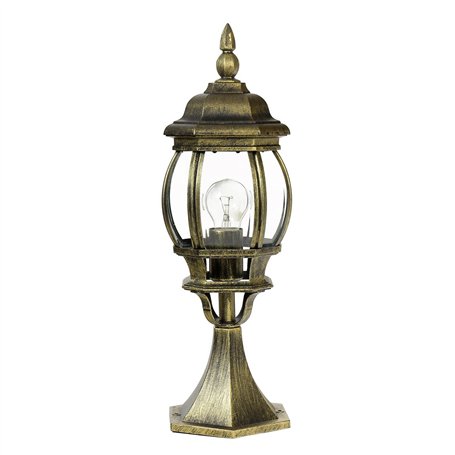 Luminaire de chemin en aluminium et verre doré antique IP23 pour terrasse jardin 50