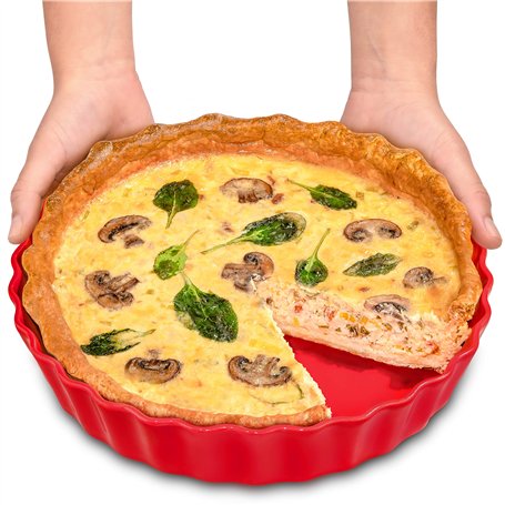 Praknu Plat à Tarte en Céramique - ø 28 cm - Avec Revêtement Anti-adhésif - Résistant aux Coupures - Facile à Nettoyer
