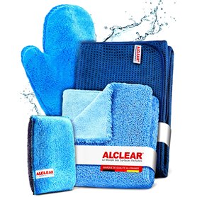 ALCLEAR 8201000 Kit d’Entretien Automobile Professionnel 4 Pièces avec Chiffon de Séchage en Microfibre, Chiffon Universel Doubl ALCLEAR 8201000 Kit d’Entretien Automobile Professionnel 4 Pièces avec Chiffon de Séchage en Microfibre