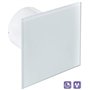 Ventilateur de salle de bain design avec façade en verre avec capteur d'humidité et hygrostat ainsi que minuterie et clapet anti