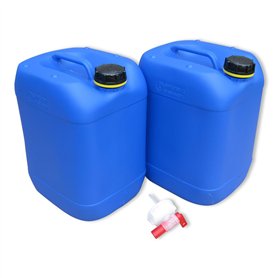 kanister-vertrieb® Lot de 2 bidons d'eau bleus de 20 l avec 1 robinet d'écoulement