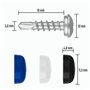 Lot de 4 vis de plaque d'immatriculation avec pointe de perçage et capuchons - 5 x 19 mm - Vis de fixation avec capuchons - Disc