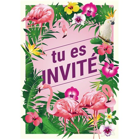 Edition Colibri 10 invitations en Français ALOHA Fête avec Flamant Rose: lot de 10 cartes d'invitation pour un anniversaire de f