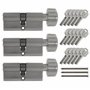 Lot de 3 cylindres à bouton KD 70 mm 35/35 à fermeture identique avec 15 clés