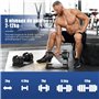 DH FitLife Lot de 2 haltères réglables de 12 kg - 2 à 12 kg - Avec 5 niveaux de poids - Avec disques d'haltères - Haltères court