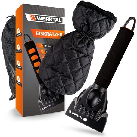 WERKTAL Grattoir à glace pour voiture - Grattoir à glace chauffant avec gant de voiture - Grattoir à glace ultra rapide - Gratto