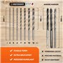 MEISTERGRIFF® Lot de 7 forets à bois longs – Forets extra tranchants – Forets hélicoïdaux stables et incassables – Diamètres 4, 
