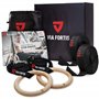 VIA FORTIS Anneaux de Gymnastique Premium en Bois avec Sangles