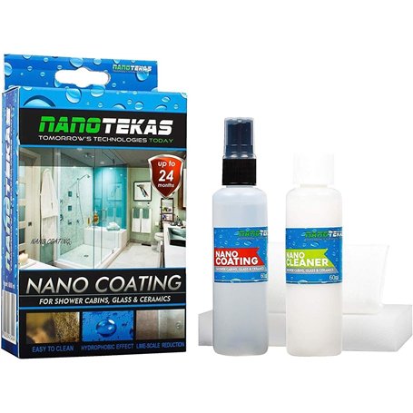 Kit de nano revêtement de verre de douche Nanotekas pour cabine de douche | Porte de douche en verre et céramique hydrophobe