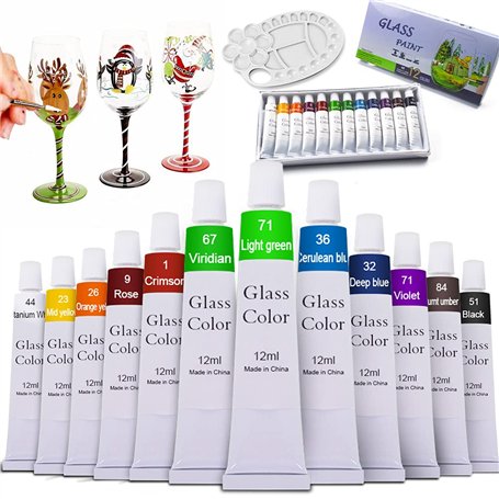 Happlee Peinture de Verre de 12 Couleurs avec