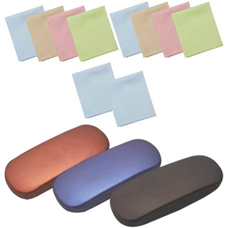 Hantier 3 Pcs Étui à Lunettes Coquille Lunettes Lunettes de Soleil Boîte de Protection avec 10 Chiffons de Nettoyage pour Femmes