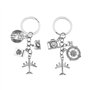 EMSea 2pcs Porte-clés Forme Avion Passeport Caméra Terre Boussole Pendentif à Breloque Ornement Porte-clés en Métal Décoration p
