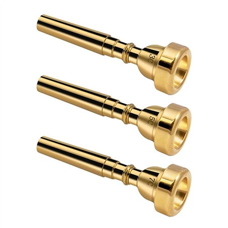 Yuikome Lot de 3 embouts en laiton pour trompette 3C 5C 7C Trompette pour débutants (doré)
