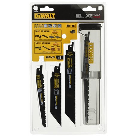 DEWALT Coffret de 8 Lames de Scie Sabre XR Runtime pour la Coupe du Bois et du Métal 152-230mm DT99551-QZ