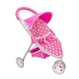 Dolly Tots Poussette de poupée rose à pois | Jouet de poussette de poupée | Poussette pliable avec capote réglable, roues pivota Dolly Tots Poussette de poupée rose à pois | Jouet de poussette de poupée | Poussette pliable avec capote réglable