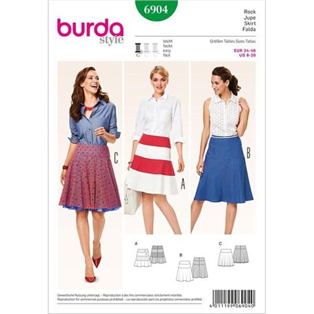 Burda B6904 Patron de Couture Jupe 19 x 13 cm