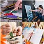 Kurtzy Set Pinceau Peinture et Palette en Bois (12 Pinceaux) Palette de Peintre Ovale - Peinture Acrylique, Huile et Aquarelle -