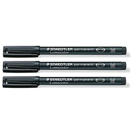 Staedtler Lumocolor Lot de 3 marqueurs permanents noirs