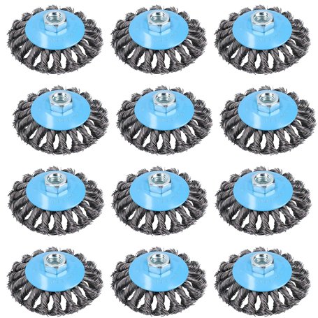 Lot de 12 brosses métalliques pour retirer la peinture de la rouille et les nœuds torsadés pour meuleuses d'angle de 10