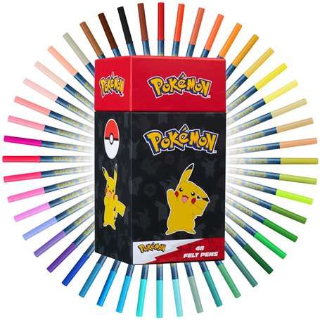 Pokemon Feutres Coloriage Enfants Set de 48 Stylos Feutres Lavables Pikachu Kit Créatif Enfant École Voyage Coffret Coloriage Id