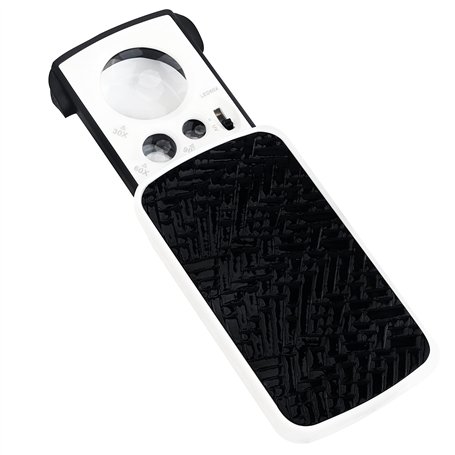 Kurtzy Loupe Éclairante de Poche LED - Loupe 30X 60X 90X - Loupe de Lecture Lumineuse pour Séniors - Loupe de Poche Pliable Noir