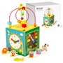boppi Grand Cube d'activité en Bois 5 en 1 Labyrinthe à Billes à 2 Sens Huit Jouet sensoriel pour bébé avec Boulier Horloge Trie
