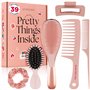 Lily England Coffret Soins Cheveux Premium - Set 6 Pièces avec Brosse Démêlante et Accessoires avec Stickers - Cadeau Parfait po