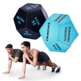 Fitness Mad Dés d'Exercice à 12 Faces - Entraînement Complet du Corps, Cardio et HIIT - Accessoire Idéal pour Cours et Gym à Dom Fitness Mad Dés d'Exercice à 12 Faces - Entraînement Complet du Corps