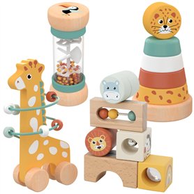 Nene Toys Jouet Bébé 1 an – Jouet Montessori en Bois 4-en-1 avec Blocs Sensoriels, Pluie Musicale, Labyrinthe Girafe & Anneaux à Nene Toys Jouet Bébé 1 an – Jouet Montessori en Bois 4-en-1 avec Blocs Sensoriels