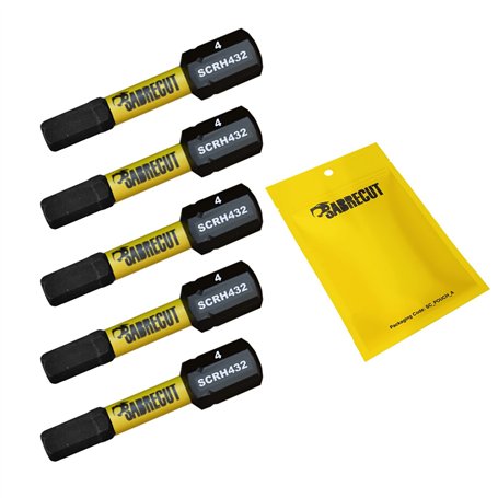 5 x SabreCut SCRH432_5 32 mm H4 Hex Magnétique Impact Tournevis Embouts Set Single End Heavy Duty Compatible avec Dewalt Milwauk