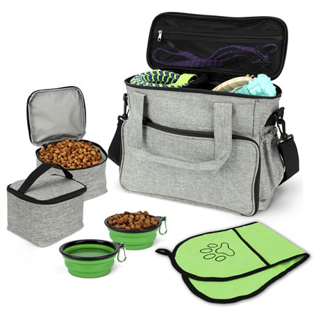 BELLE VOUS Sac de Voyage pour Chien avec Gamelles Pliables - Sac de Transport avec Poches Multifonctions - Rangement Accessoires
