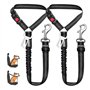 MOLHEM Lot de 2 ceintures de sécurité pour chien - Harnais de sécurité élastique réglable pour voiture - Laisse rembourrée élast