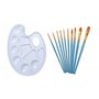 Makkas Lot de 10 pinceaux acryliques et Palette de mélange de Peinture | Pinceaux en Bois et Nylon avec Palette Robuste (Ensembl