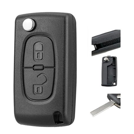 Porte-clés de rechange à 2 boutons pour Peugeot 207