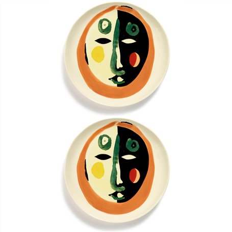 Assiette Apéritif Serax | Collection Feast par Ottolenghi | 2 Assiettes d’Entrée | Service de Table en Grès aux Couleurs Mélangé