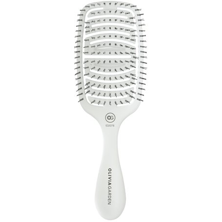 Olivia Garden - Essential Care Flex Bristles Cheveux fins Ice White. Brosse à cheveux secs et humides démêlante pour cheveux fin