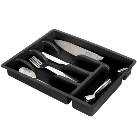 Vilde Range-couverts pour tiroir - Organiseur de cuisine avec 5 compartiments - Noir - 36 x 25