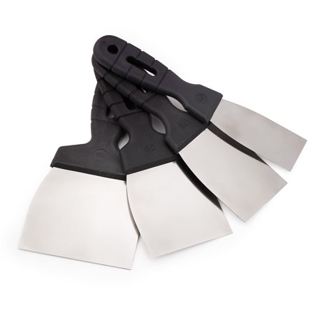 Mivos Couteau à Mastic en Acier Inoxydable - 4 Pièces - 40mm 60mm 80mm 100 mm - Lot de 4 Couteaux à Enduire avec Lames Flexibles