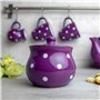 City to Cottage | Sucrier Pot de sucre | violet à pois blancs en céramique avec couvercle fait et peint à la main